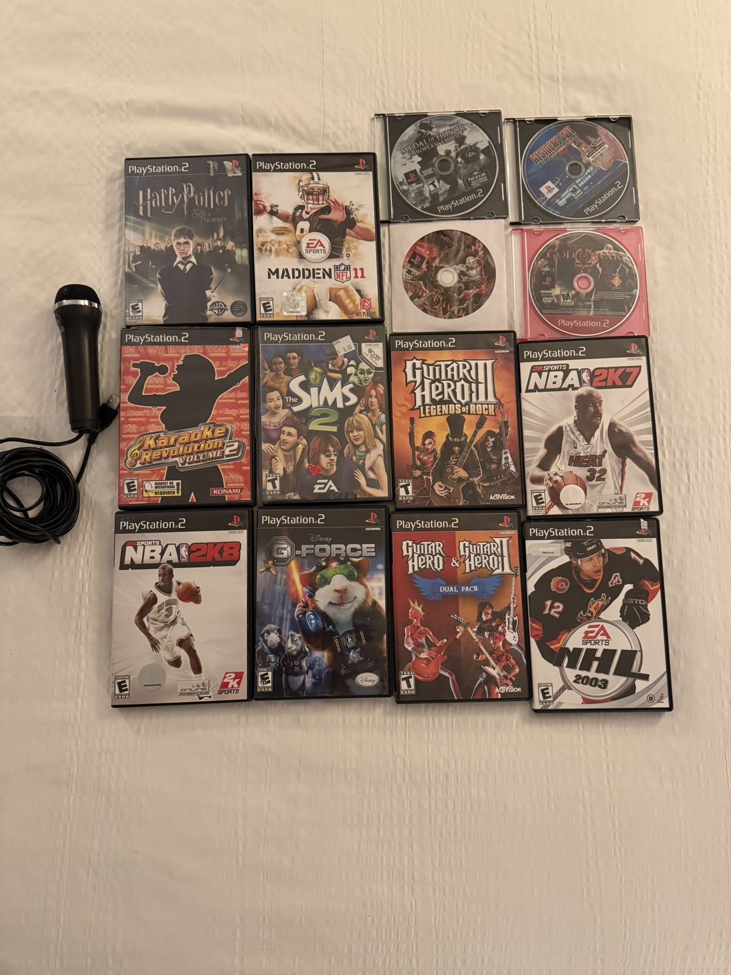 15 Ps2 Game Bundle With Karaoke Mic 