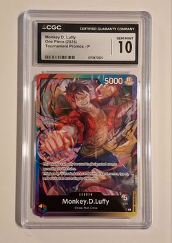 **2025 One Piece Tournament Promo Leader Monkey D. Luffy CGC 10 GEM MINT**