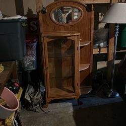 Small Vintage Hutch With Glass And Mirror