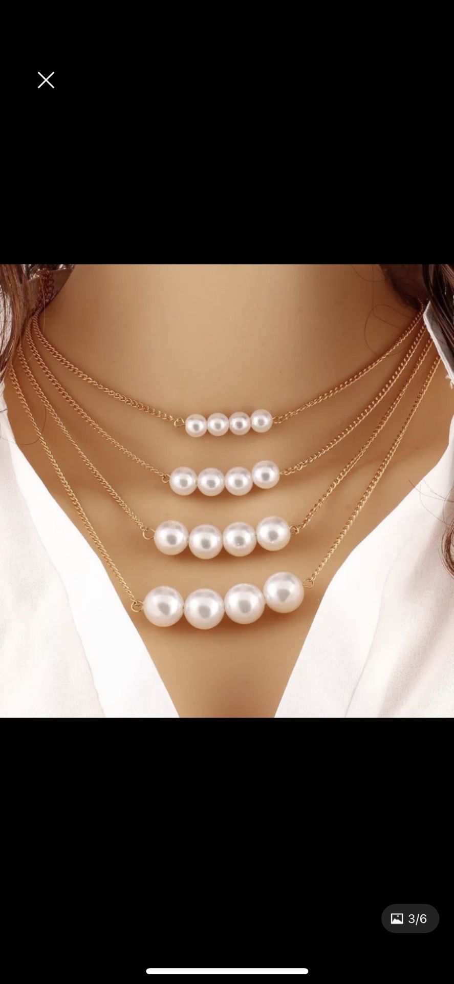 Fashion Gold Plate Multi Layer Pearl Bead Necklace