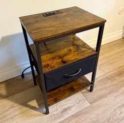 Industrial Nightstand with Charging Station & Drawer (Negotiable!)
