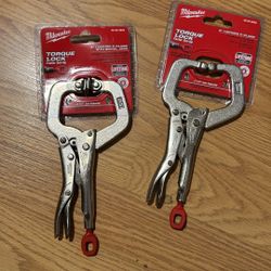 Milwaukee 6 in. Torque Lock Locking Pliers C-Clamp With Swivel Jaws