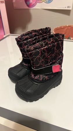 Kids Snow Boots Black Pink Pattern size child 6