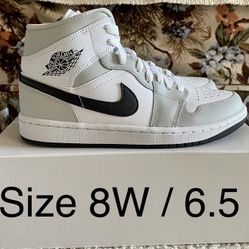 Size 6.5 / 8W - Nike Air Jordan 1 Mid Light Smoke Grey