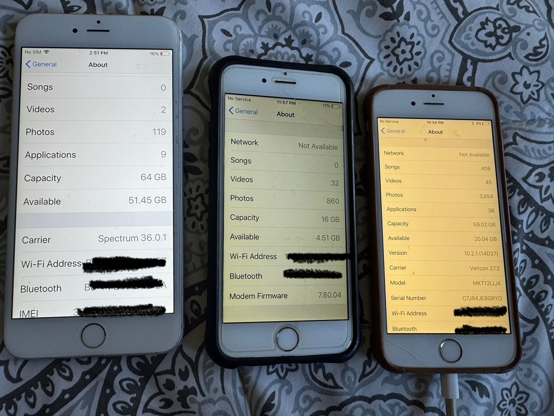 Apple IPhone - 3 Phones - 6s and 6s Plus