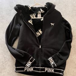 PINK Jacket With Black And White Lining