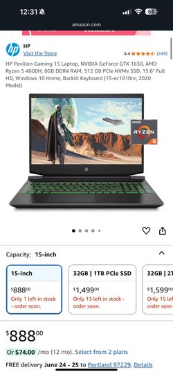 hp pavilion gaming laptop 15ec1010nr