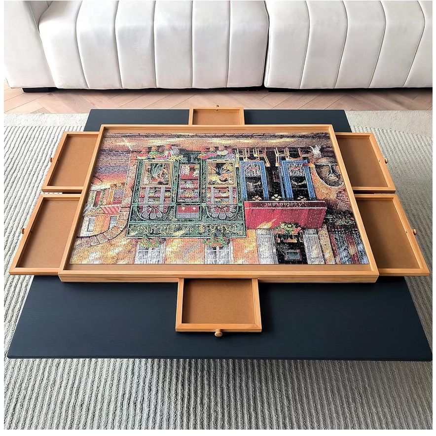 Wooden Puzzle Table with 6 Drawers and Cover, Adult Portable Puzzle Board, 40 "x 28" Jigsaw Puzzle Table, Used for Puzzle Storage and Sorting, can Hol