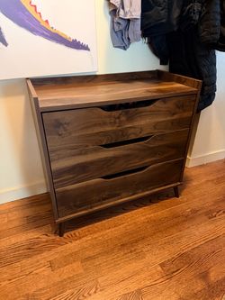 Mid-Century Modern 3-Drawer Dresser – Walnut Finish