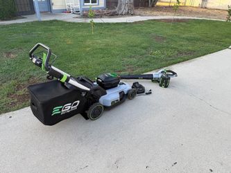 Ego lawn mower and Blower with charger and battery