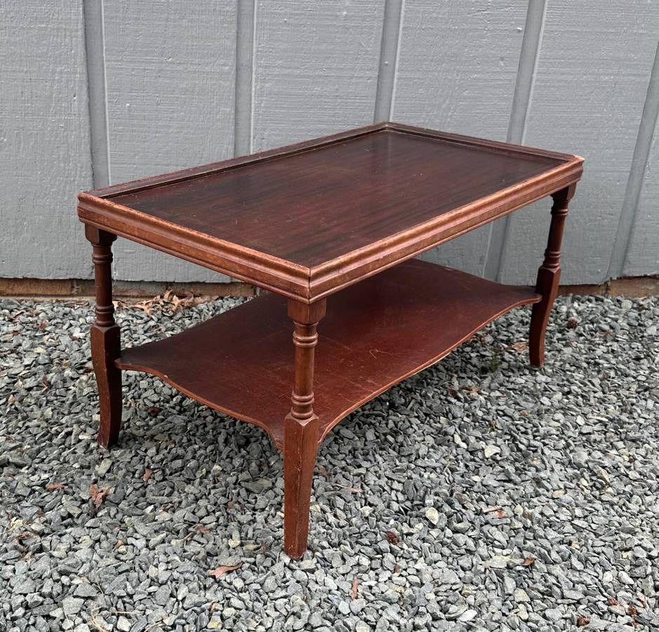 Vintage Antique Wood 2 Tier Coffee Table
