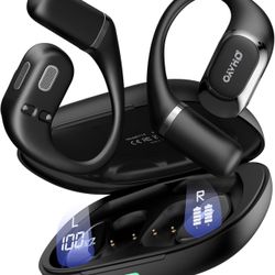 Open Ear Headphones,Over Ear Earbuds with Ergonomic Earhook,Bluetooth Headphones 5.4 with Smart Digital Display,40H Playtime,IPX6 Waterproof,Touch Con