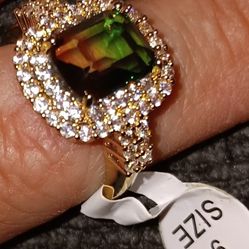 Green Tourmaline 9.25 RIng. Size 9 Very pretty  . One Off The More Rare COLORS Ring Is NEW.