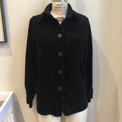 H&M Black Knit Corduroy Shacket Shirt Jacket Button Front Oversized