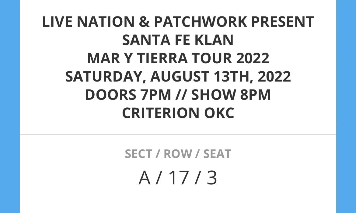 Santa Fe Klan Sold Out Concert Tickets