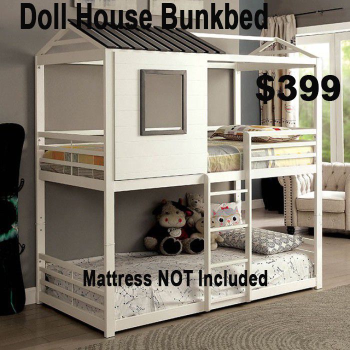 DOLL HOUSE BUNK BED TWIN SIZE /NO MATTRESS INCLUDED