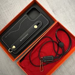 iphone11 case with hand strap and card holder in gift box