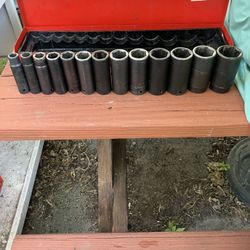 Set Of 13 Ingersoll-Rand 1/2” Drive Impact Sockets 