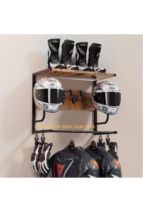 Motorcycle Helmet Holder Wall Mounted With Rack
