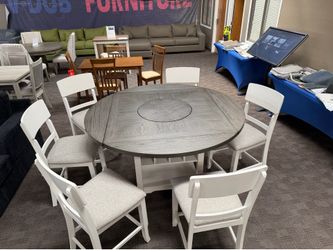 Farmhouse white and gray storage table set