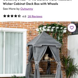 Wicker Cabinet Deck Box On Wheels Pool Area
