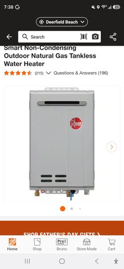 Natural gas tankless water heater 8.4 GPM