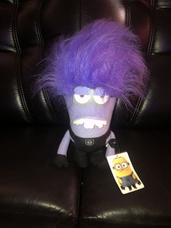 Despicable Me 2 Evil Minion 11" Plush Two Eye Minion Stuffed Plushie Purple NWT