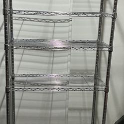 Amazon Basics 5-Shelf Adjustable, Heavy Duty Storage Shelving Unit on 4'' Wheel Casters, Metal Organizer Wire Rack, 30" L x 14" W x 64.8" H, Chrome