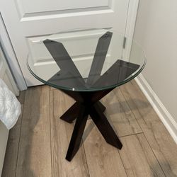 Wood And Glass End Table