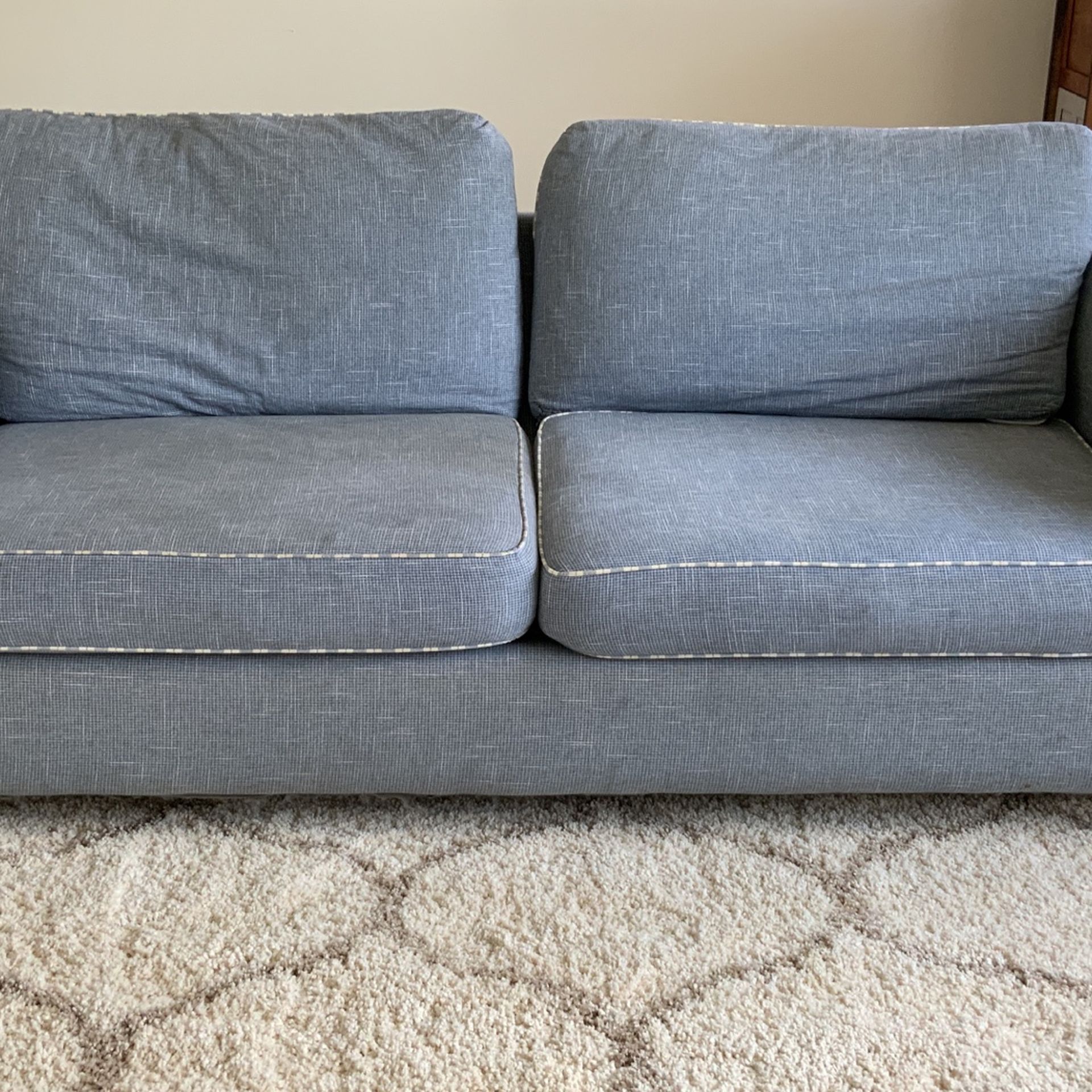 Pick Up Only - Antique blue fabric comfortable sofa couch