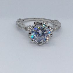 PRETTY WOMENS SILVER TONE RHINESTONE RING SIZE 8 NEW CONDITION RING FOR WOMEN ✨HIGH QUALITY   