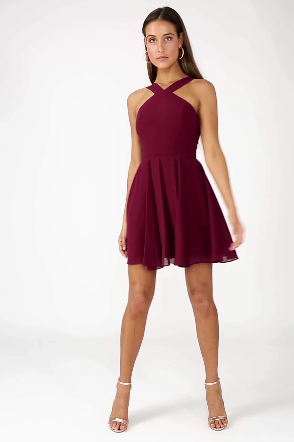 Lulus Prom Burgundy A-line Dress Size XS