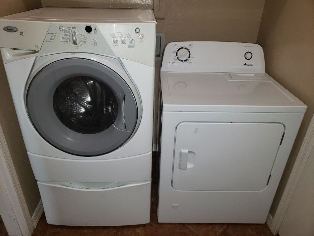 Whirlpool front load washer and Amana Dryer electric washer/dryer both in good condition. $250 OBO
