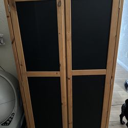 Armoire closet 2 door cabinet wood and black chalk board