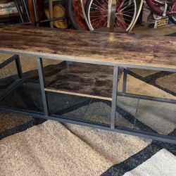 Wooden Top / Metal Frame TV Console Table