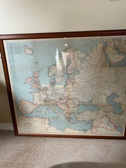 Vintage 1940’s Europe and Near East Framed Map