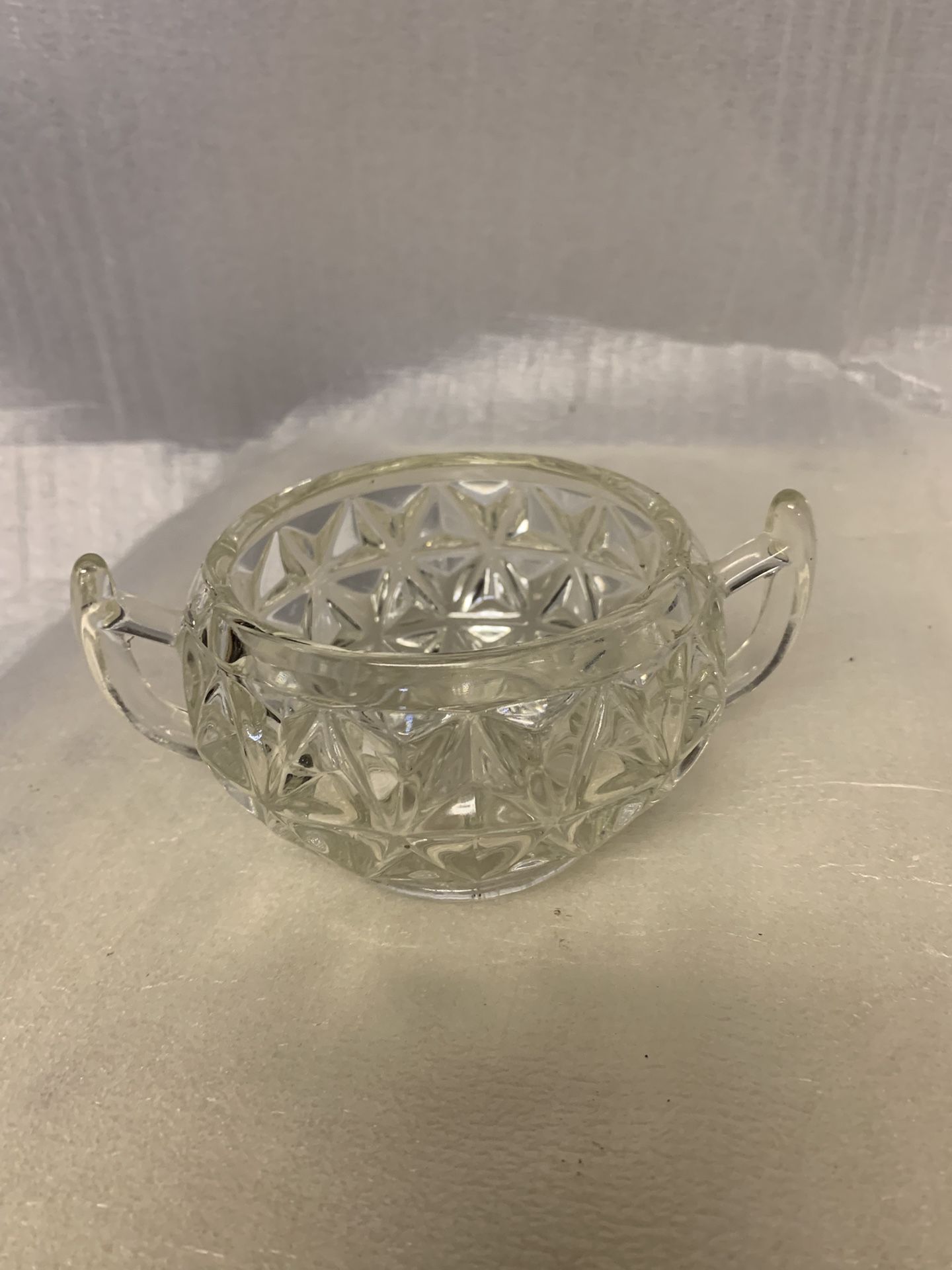 Imperial Glass Sugar Bowl W/Handles Mt Vernon Pattern Crisscross Diamonds MCM