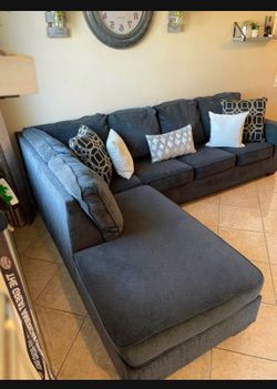 Beautiful charcoal grey sectional couch from Ashley furniture