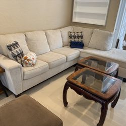 ABINGER FABRIC 2 PIECE SECTIONAL WITH CHAISE IN NATURAL