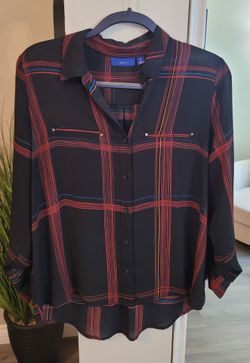 Apt. 9 Plaid Button-Down Blouse Size PL