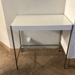 West Elm Zane Mini Desk – White & Antique Brass