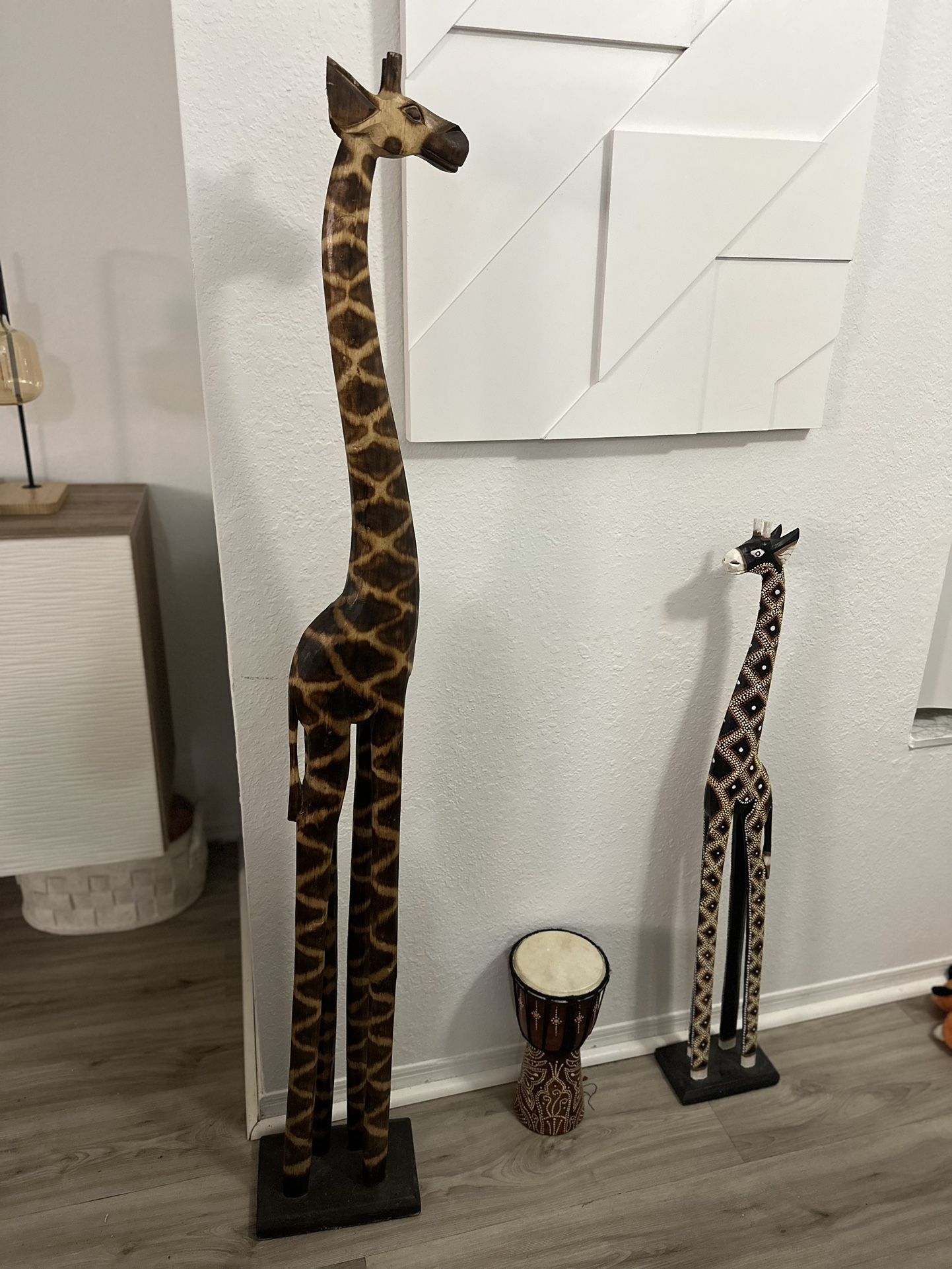 2 Wood Giraffe each $20 & $15 