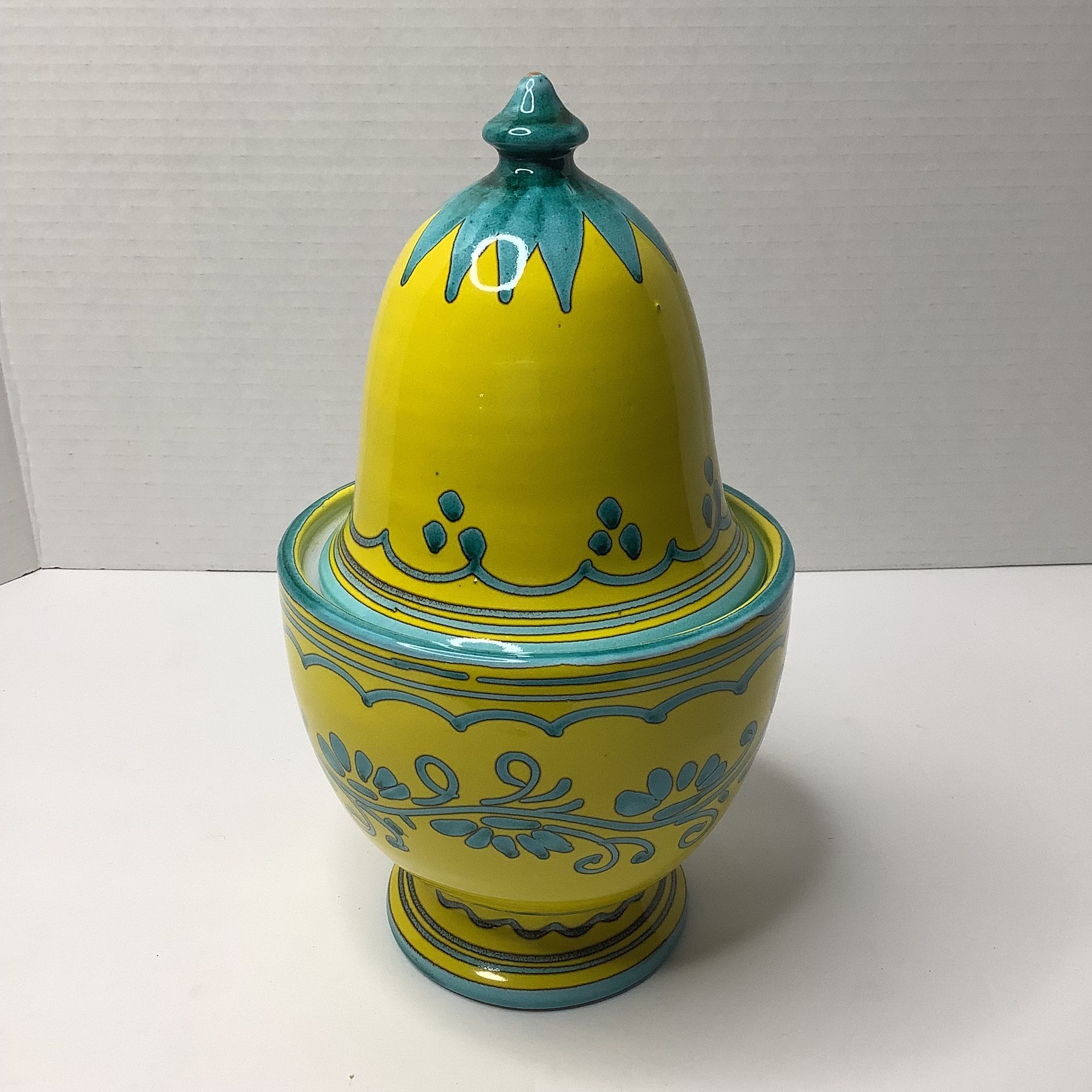 Vintage Italian Hand Painted Pottery Lidded Canister