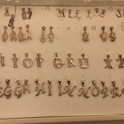 Sterling Silver 925 Numbers And Initial Pendants…some With Rhinestones 