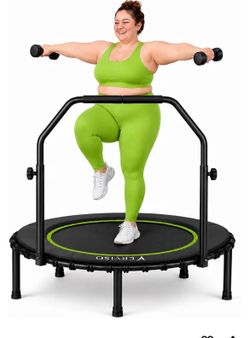 Trampoline for Adults, 460LBS Low Impact Quiet Foldable Mini Trampoline, Easy Assembly Indoor Fitness