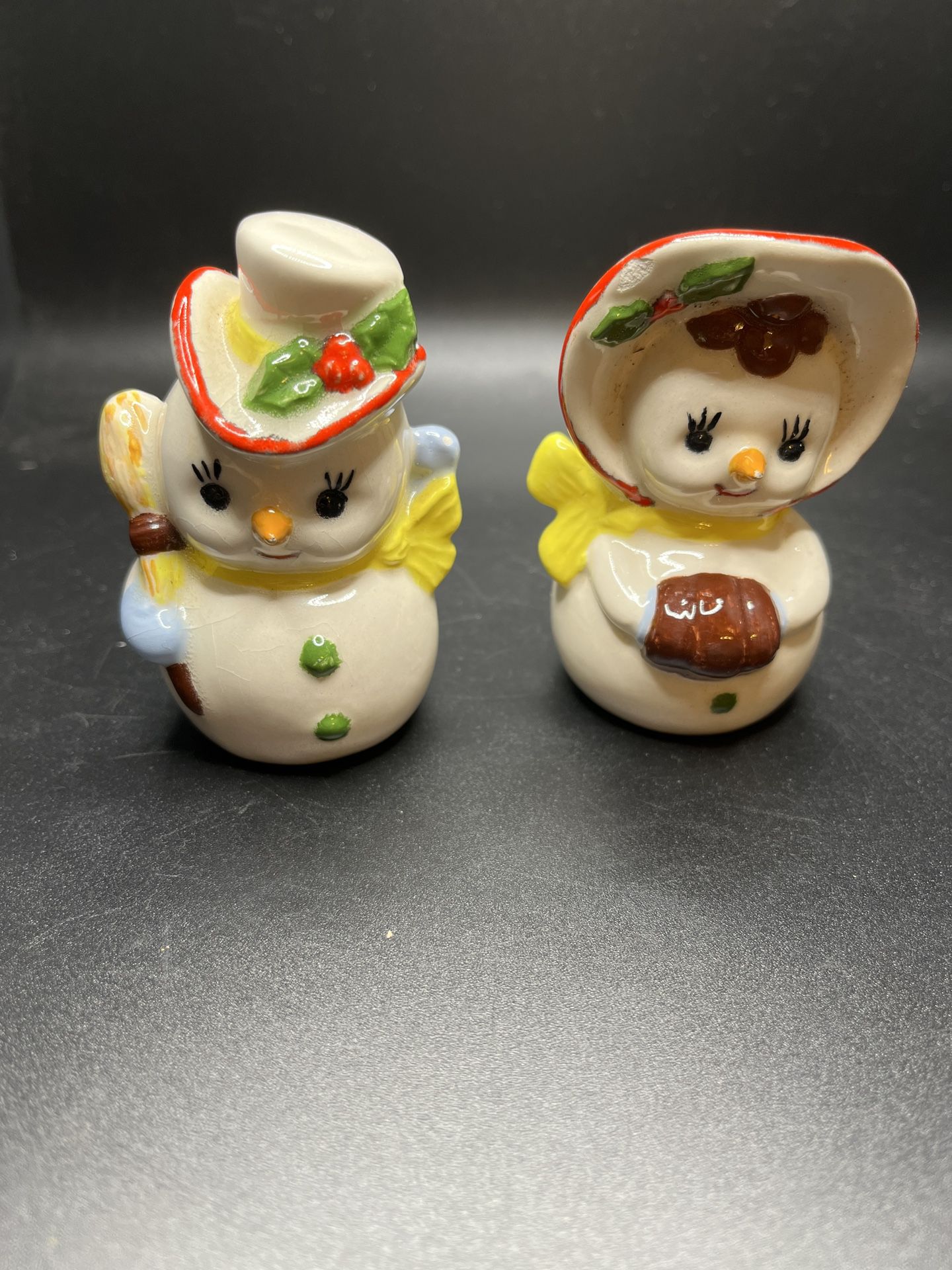 Vintage Christmas Snowman & Snowoman Decorative Figurines