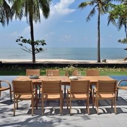 *BRAND NEW* 11 Piece Rectangular Extendable Dining Set 118" | 100% FSC Certified Solid Wood | Ideal Furniture Set For Outdoor
