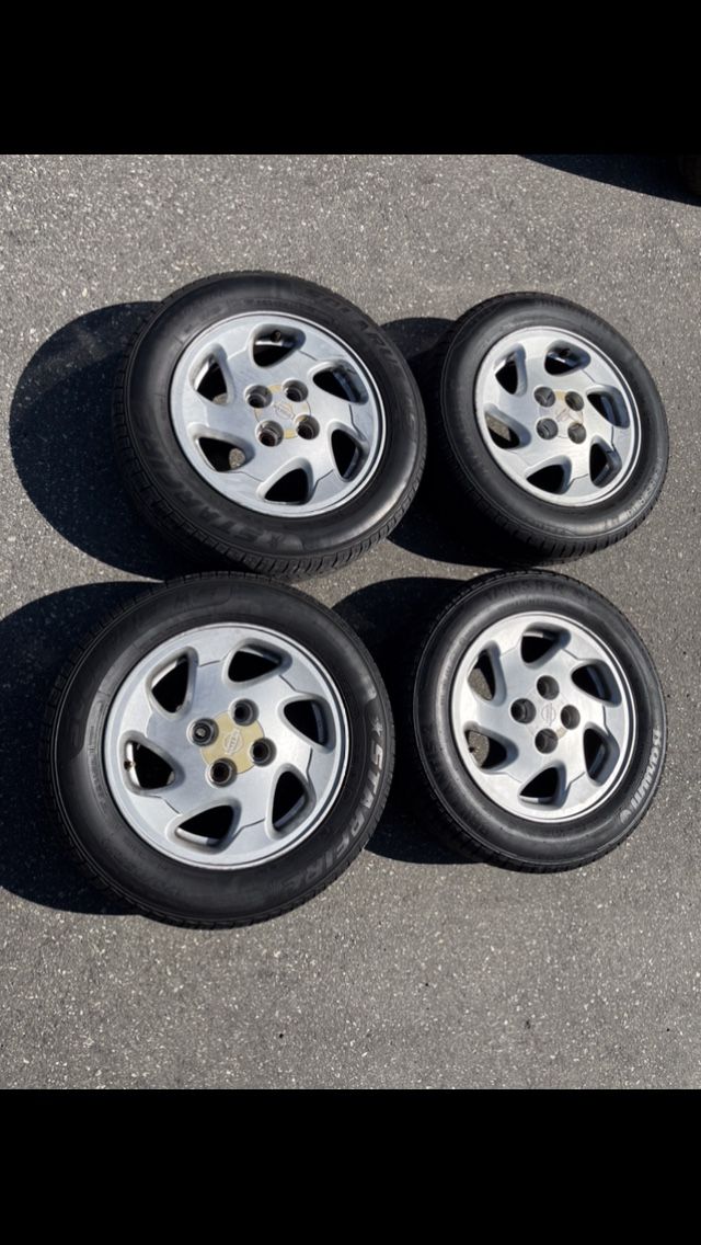4 X 175/65r14 4x3.94 4x100 Stock Nissan Sentra Versa Civic Fit Miata Xb Xa Corolla Wheels Good 80% Treads Tires