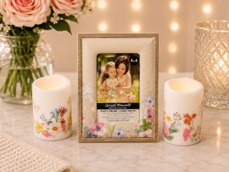 Floral LED Candle & Photo Frame Gift Set