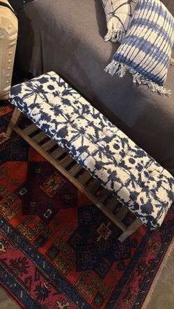 Boho Shibori bench and pillows